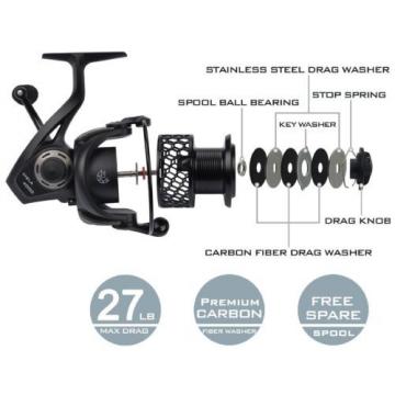 Spinning Fishing Reel 5000 Carbon Fiber Drag 26 Pound 10 + 1 Bearings 4.8:1 Gear